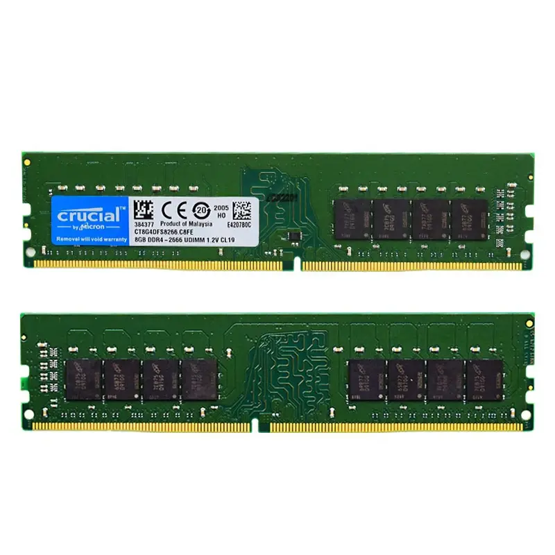 ذاكرة كروشيال لسطح المكتب DDR4 بسعات 16/8/4 جيجابايت، ترددات 3200/2666/2400/2133 ميجاهرتز، Udimm، 288-Pin، 1.2V، ذاكرة ألعاب مزدوجة - 3