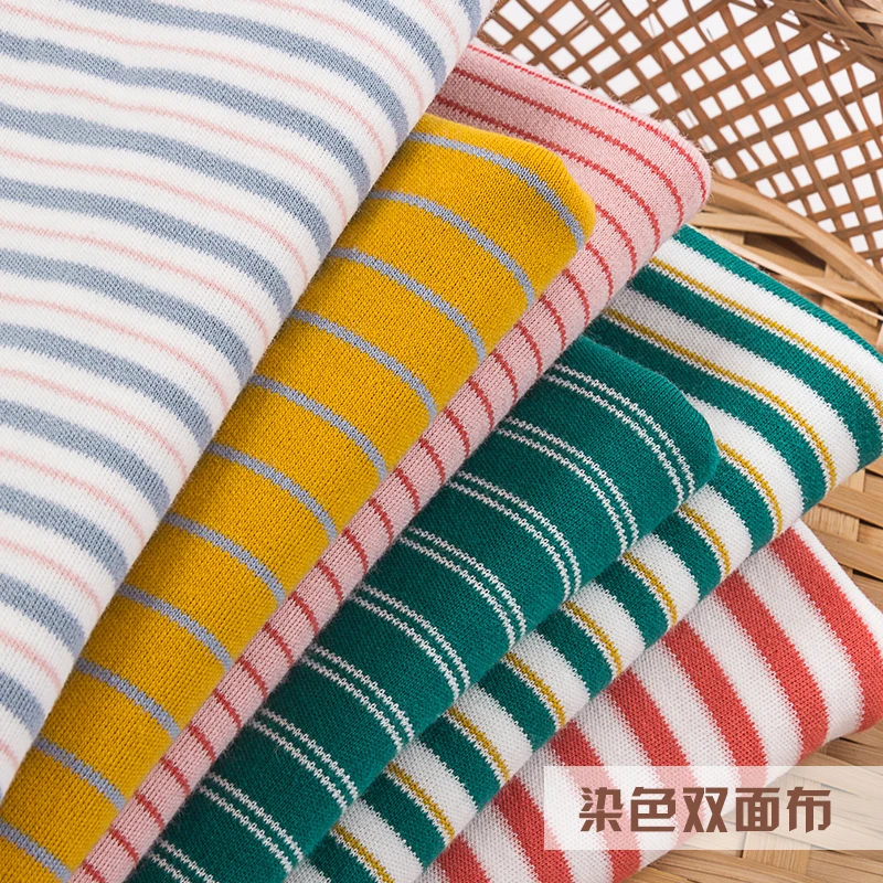 Striped Cotton Fabric Baby Knitted Cloth For Clothing Making Tissue 50x180cm