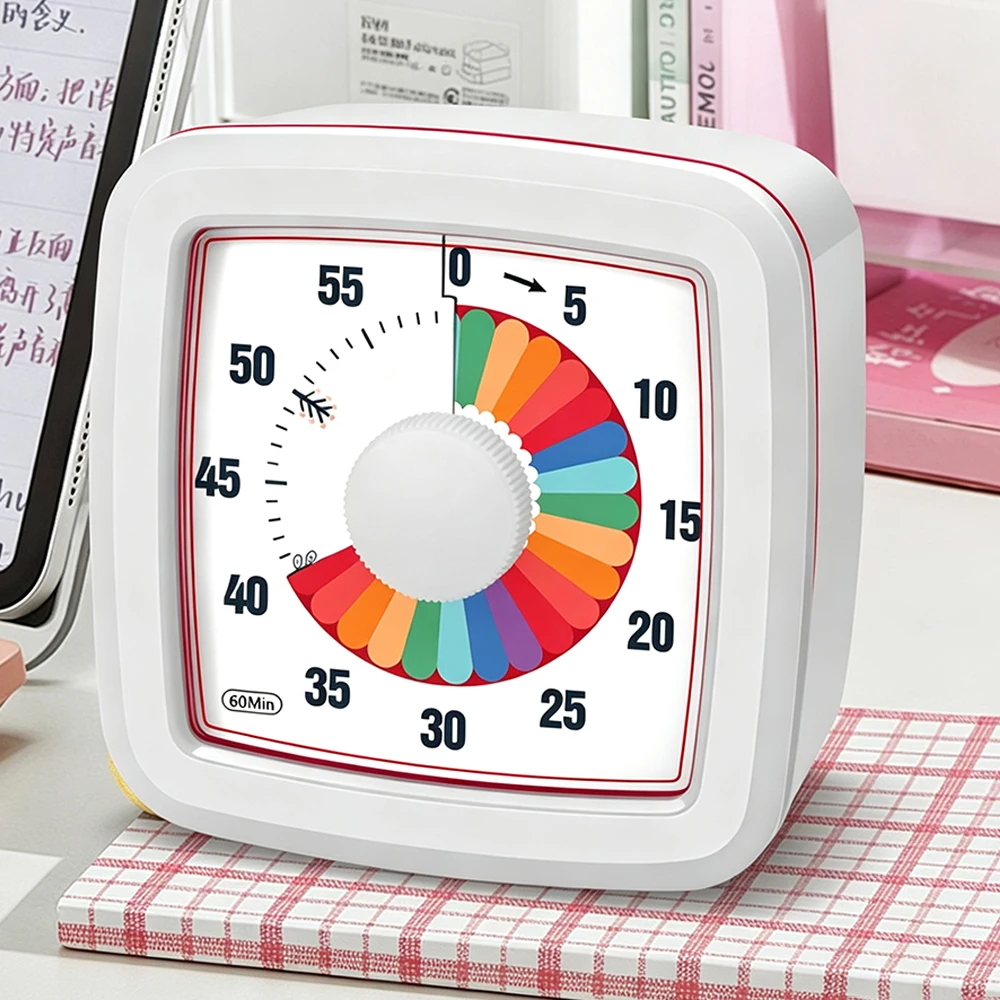 60 Minute Visual Countdown Timer Rainbow Color Disk  Time Management Clock for Kids Study Homework Classroom Kitchen Cooking