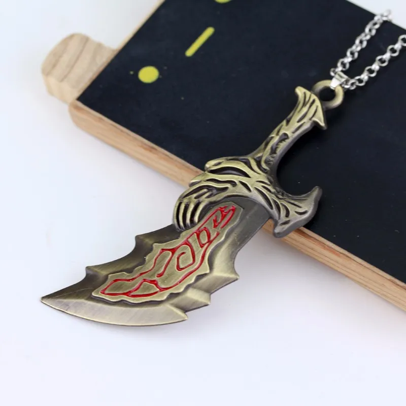 Collier de haute qualité God of War 4 Kratos, pendentif Lames du Chaos, chaîne de lien, colliers à la mode, porte-clés, cadeaux pour lui