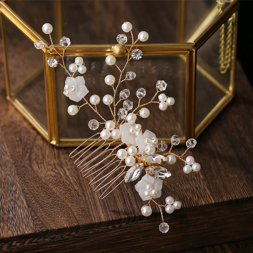 

Bridal Hair Comb Pearl Rhinestone Wedding Headpiece H made Accessories Bride Bridesmaid Party Prom Engagement Anniversary