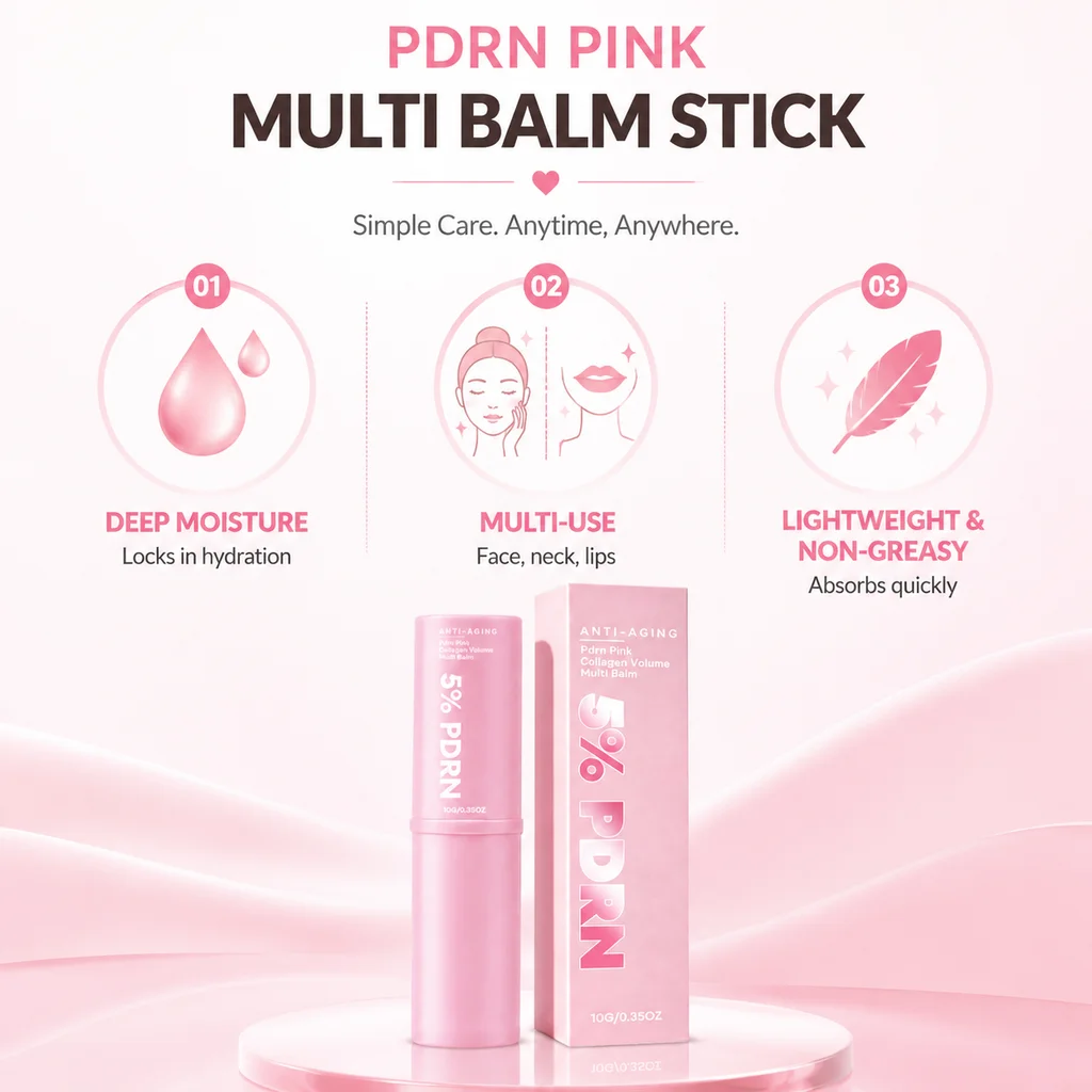 PDRN Pink Collagen Volume Multi Balm Stick Face & Body Balm for Under-Eyes, Neck Forehead, Smile Lines Radiance Care K-Beauty