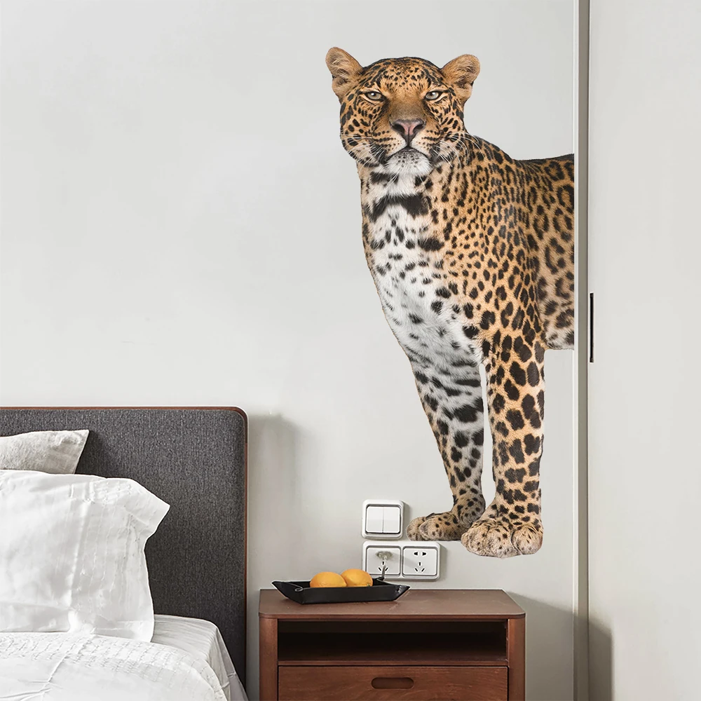 1pc 3D Leopards Wall Sticker For Kids Baby Rooms Self-adhesive Wallpaper Home Decor Bedroom Living Rooms Wall Decals 45X70cm