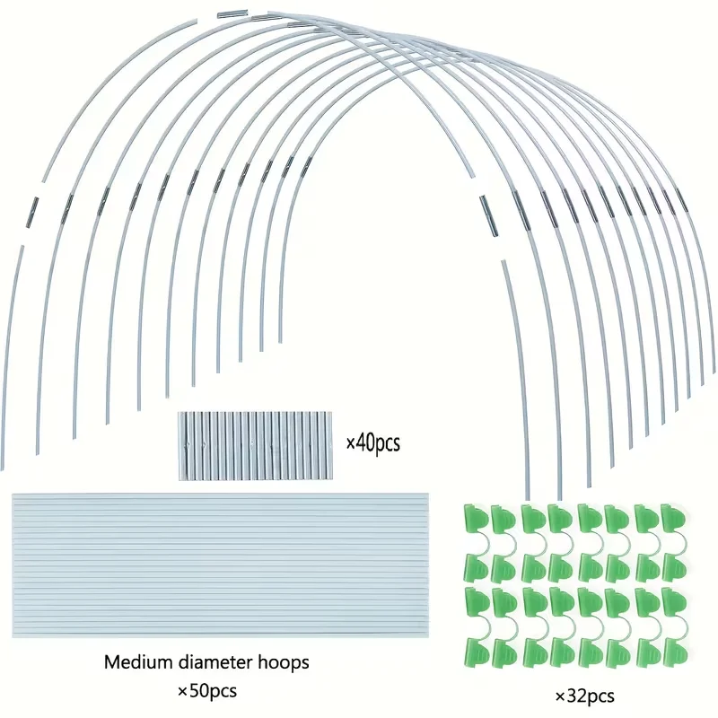25/50 Garden Rings, Designed Specifically for Elevated Flower Beds and Planting Shelters, Using a 43inch Wide Tunnel Greenhouse Frame. These Rust-Resistant Fiberglass Support Rings Feature a Double-Layer Design and Include 16/32 Clips and 20/40 Connectors view 8