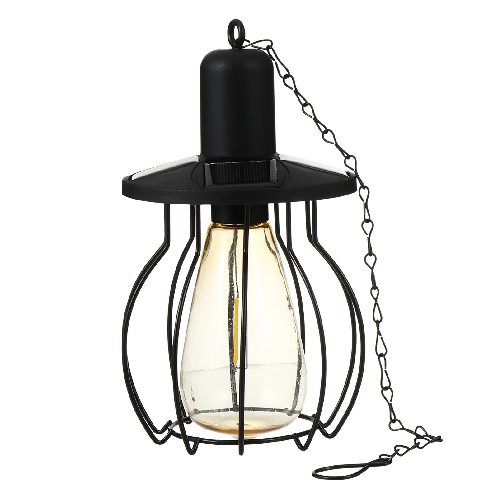 Outdoor Retro Tungsten Light Solar Energy Power Garden Lamp Vintage Hanging Wrought Iron Decorative Courtyard Lights