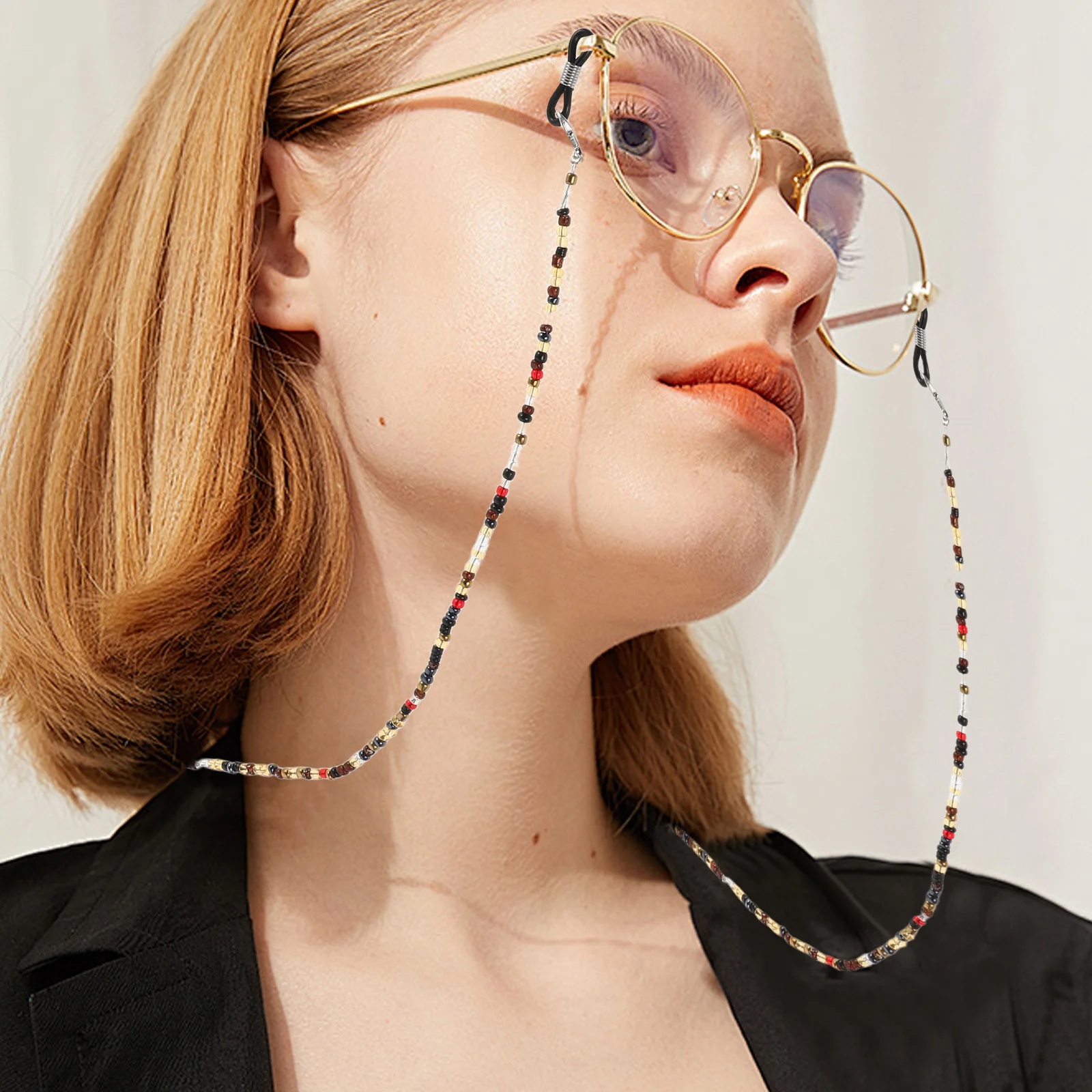 

Beaded Eyeglass Chain Lightweight Stylish Glasses Lanyard Office Sunglasses Anti-Lost Secure Eyeglass Strap for Women