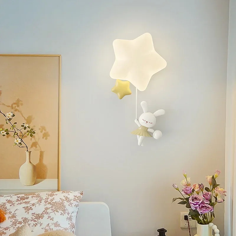 

SANDYHA Modern Cream Wall Lamp LED Star Bedside Light For Children Room Bedroom Home Decoration Creative Lighting Fixture