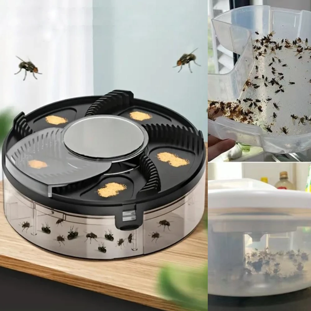 

Automatic Fly Trap USB Electric Rotating Fly Trap Safety Indoor Outdoor Flytrap Quiet Removable Home Kitchen Garden Flytrap