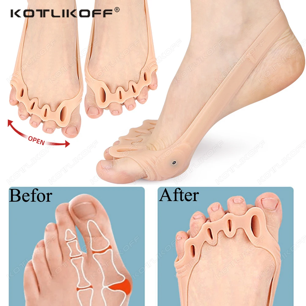 Silicone Toe Separator Soft Comfortable Overlapping Toes Bunion Blister Pain Relief Toe Straightener Protector Bandage Wearable