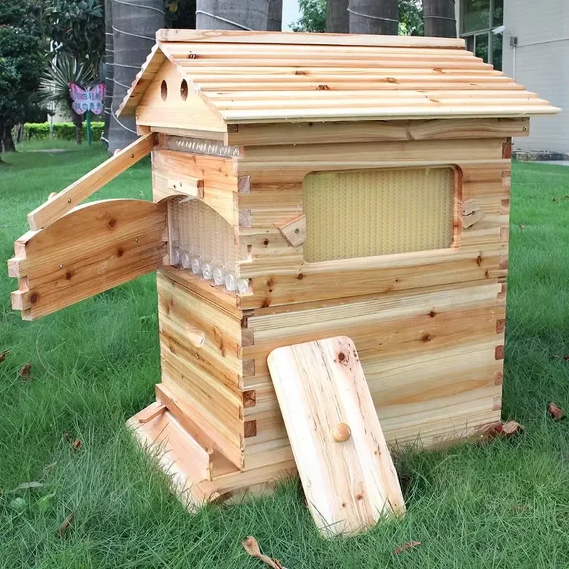 for Automatic Self Flowing Bee Hive Full Set for Beekeeping Fir Wood Outflow Beehives with 7 Frames