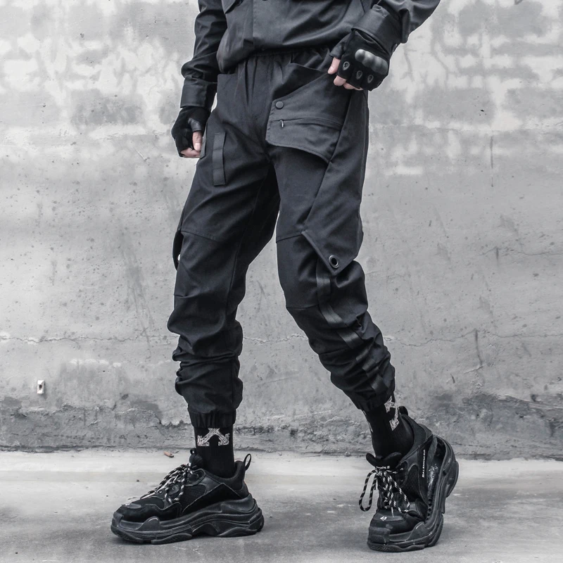 Hip Hop Cargo Pants 2022 Autumn Tactical Irregular Patchwork Joggers Trousers for Men Elastic Waist Fahsion Harem Pants