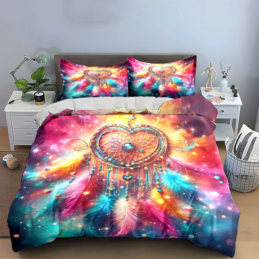 

Heart-Shaped Dreamcatcher Set Decoration Bedding Set with 1 Duvet Cover 2 Pillowcases Single Double King Queen, Gift