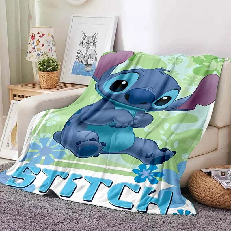 Disney Stitch Cartoon Lilo Flannel Fluffy Throw Camping Blanket for Children Sofa Throw Blanket Modern Fashion Gift Miniso Sonic