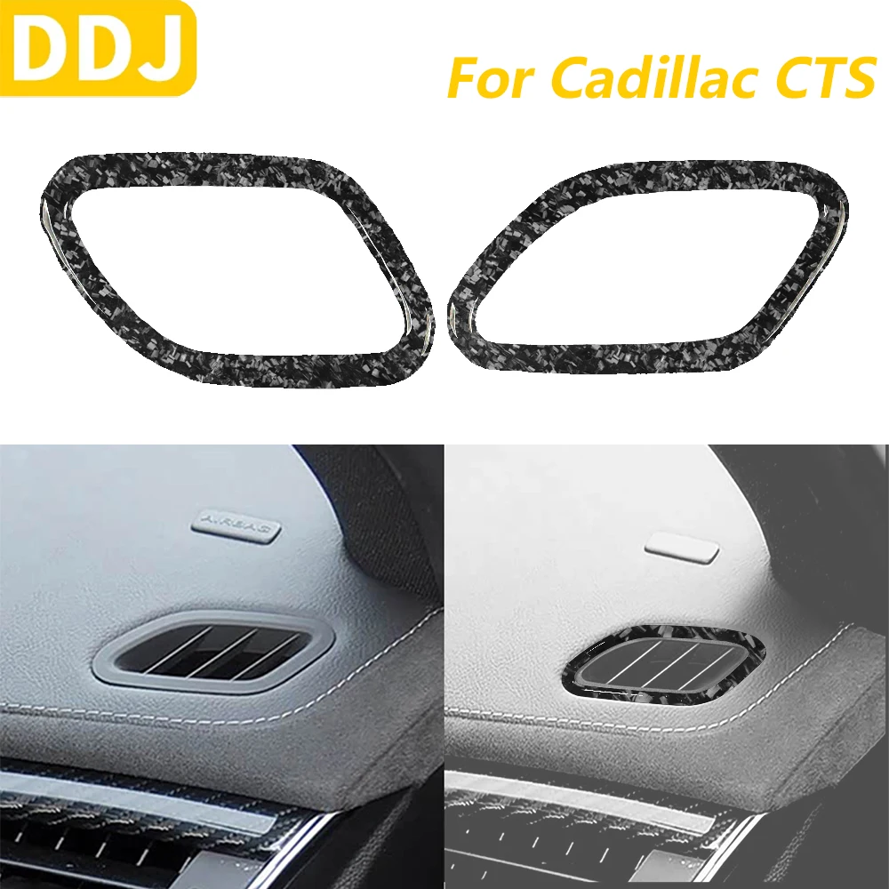 

For Cadillac CTS 2014-2019 Forged Carbon Fiber Dashboard Defogging Air Outlet Vent Panel Cover Car Accessories Interior Sticker