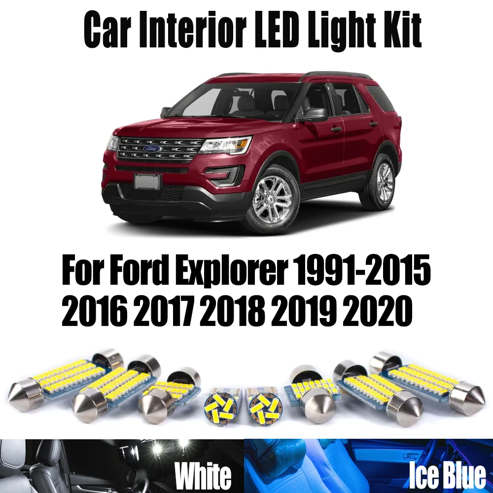 Canbus LED Interior Map Dome Luggage Courtesy Bulbs Light Kit For Ford Explorer 1991- 2016 2017 2018 2019 2020 Car Accessories