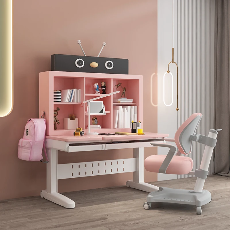 

Wholesales Kids Study Desk and Chair Set Pink Study Table for Children Girls Home Furniture Child Reading Study Table Sets Pink