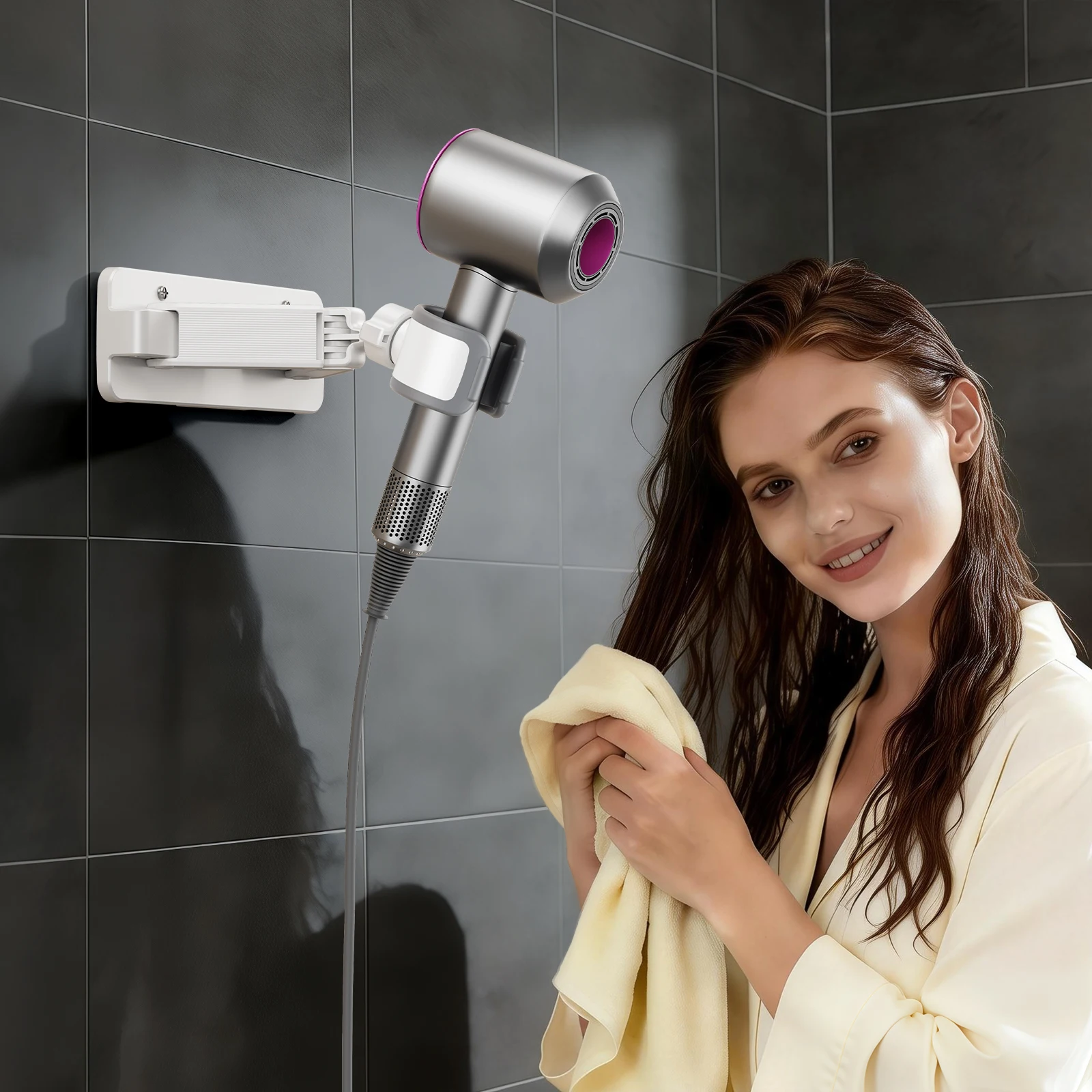 

Настенный держатель для фена Eary, органайзер для ванной комнаты, полка для хранения инструментов для укладки волос, для домашних животных