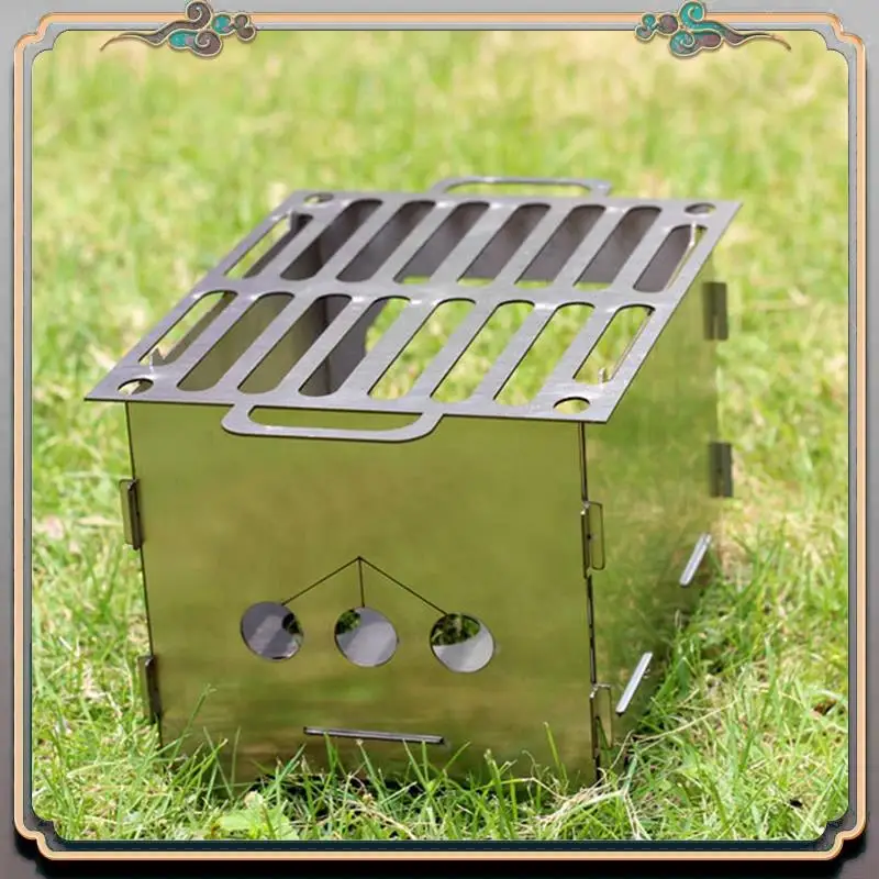 

Durable Collapsible-Campfire Stove Stainless Steel Charcoal Firewood Stove Detachable Multifunctional For Outdoor Pincnic