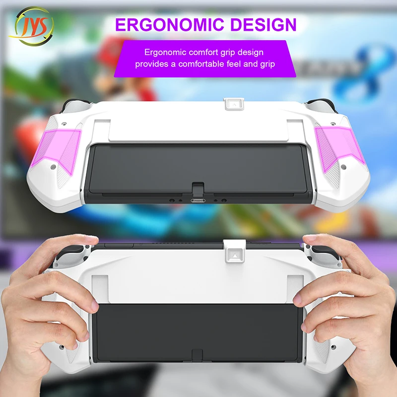 for nintendo switch oled Integrated protective case dockable support charge keep original stand for N-switch oled Handle grip