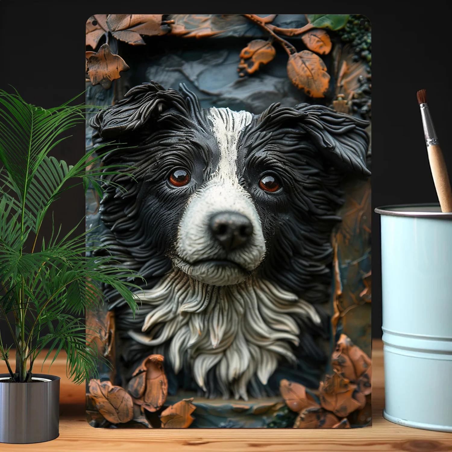 Border Collie 3D Art Decoration: 100% Aluminum Material, 32% Higher Bending Resistance, 8x12 Inch (20x30cm)