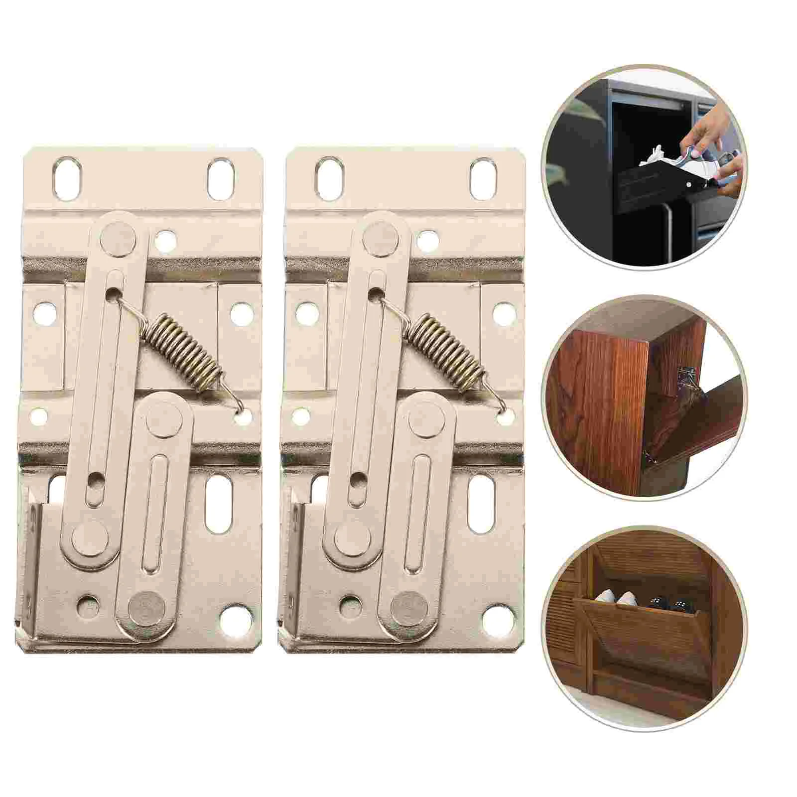 2 Pcs Flip down Hinge Hinges for Cabinet Doors Small Hidden Suite Lift and up Sink Base Tip-out Trays Iron Pivot Drop