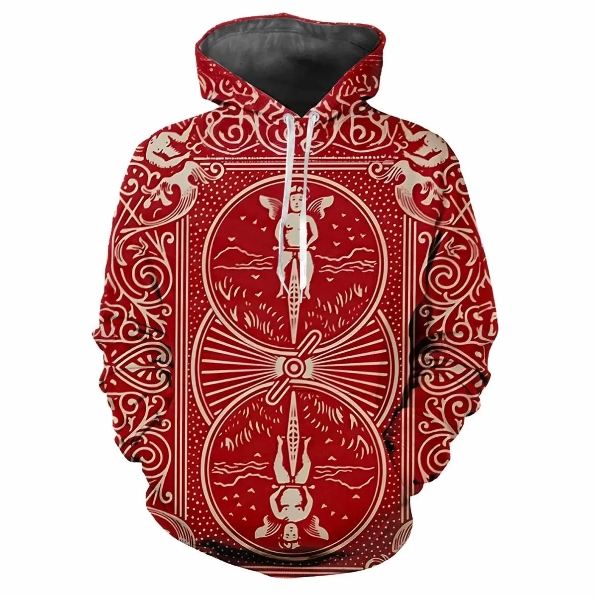 Spring Fall Hip Hop Hoodie Men 3D printed poker Fashion personality Street trend Fun loose comfortable jumper casual