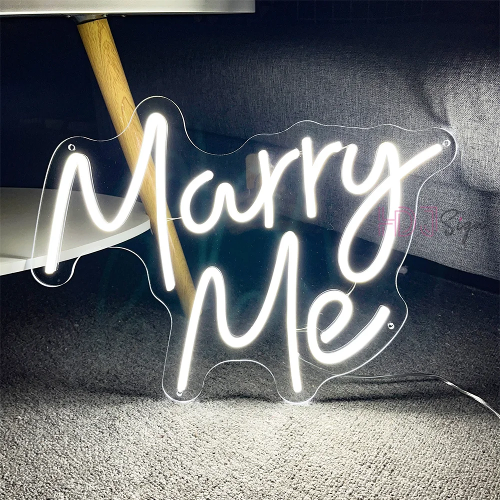 Wedding Decor Neon LED Sign Marry Me LED Neon Lights Aesthetic Room Decor Wall Haning LED Neon Sign For Proposal Engagement