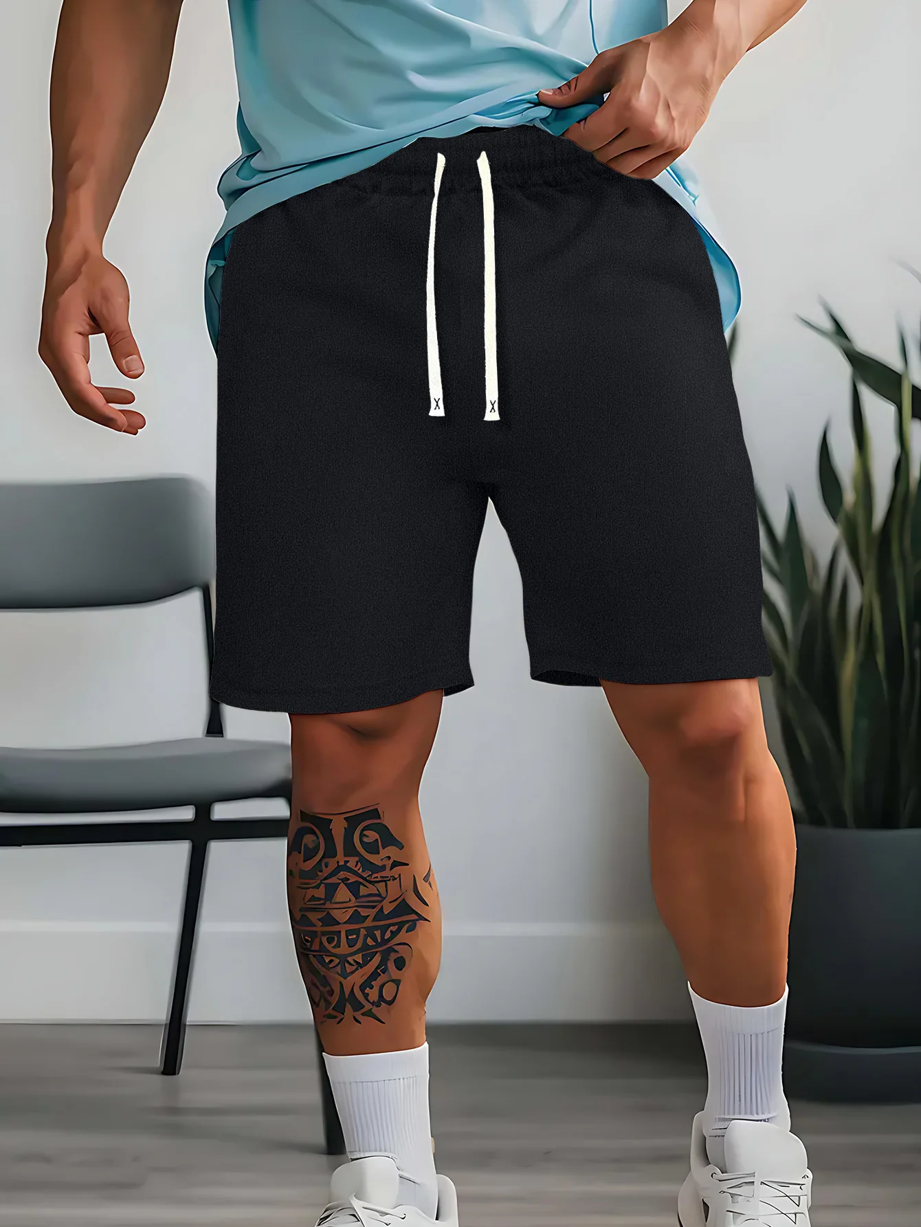 شورت رياضي كاجوال للرجال، حزام خصر مطاطي، خفيف الوزن، شورت خارجي لجميع المواسم، فضفاض مناسب للارتداء اليومي.
