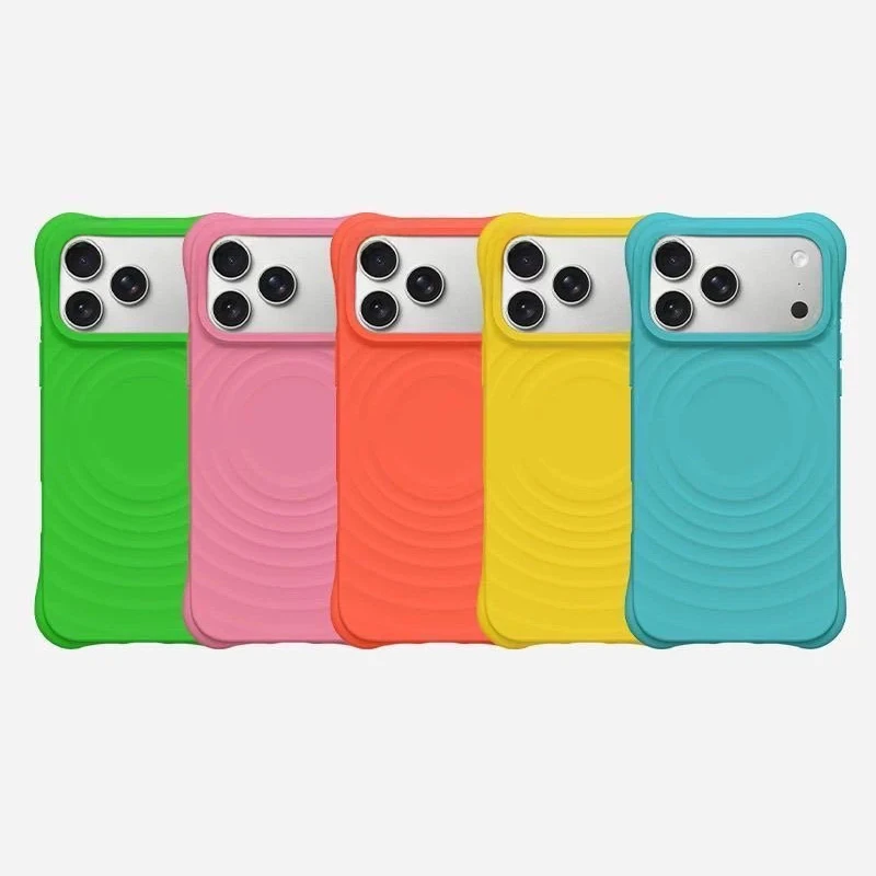 

Pure Color Black Ripple Smooth Silicone Magnetic Back Cover for iPhone 17 Pro Max 17Pro Case