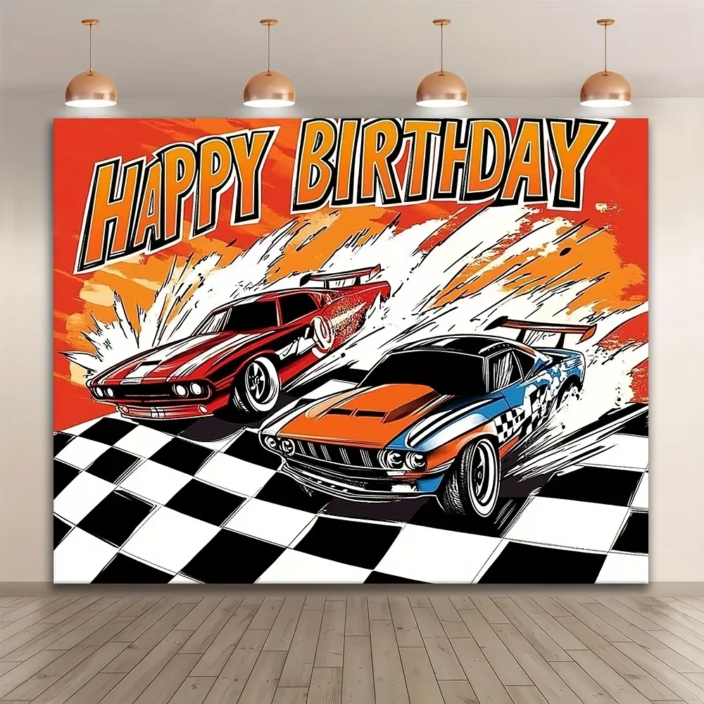 One vibrant red racing photography background, featuring the words 