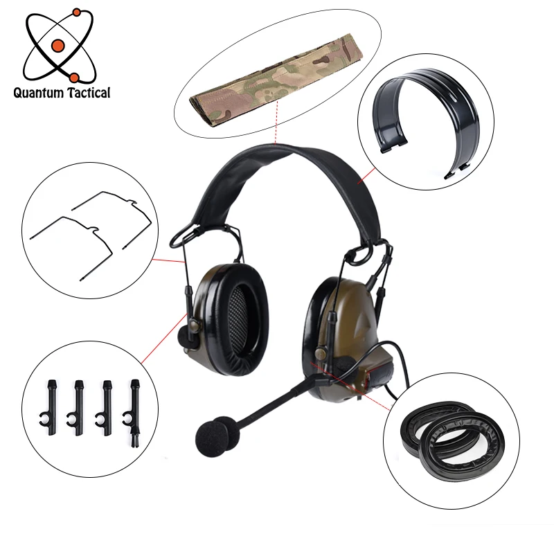 

Airsoft Tactcial Military Headset Comtact I II III Series Silicone Earmuffs HeadphoneHeadband Head hoopbracket HuntingAccessorie