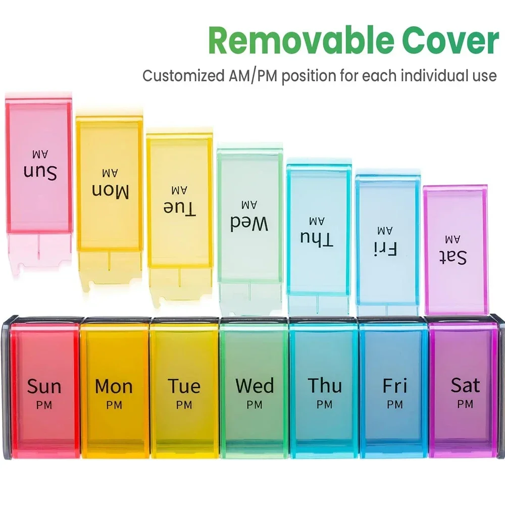 1PCS Extra Large Weekly Pill Organizer, 7 Day AM/PM Pill Case for Fish Oils, Travel-Friendly Organizer Pill Planner for Vitamins