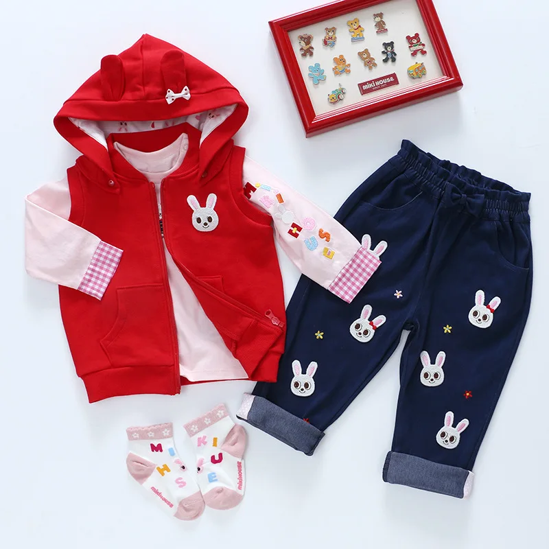 Boys and Girls Vests Cartoon Bear Rabbit Embroidered Hooded Vest Jackets Cardigan Outerwear Baby Girl Clothes Camisole Gilet