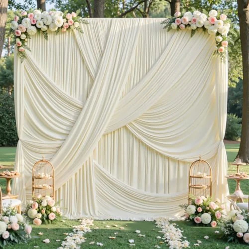 1 Stück Faltenfreier Hintergrundvorhang für Hochzeit, Brautparty, Babyparty, Foto, Bühnenhintergrund, Stoffdekoration für Geburtstagsfeiern – Detail 7