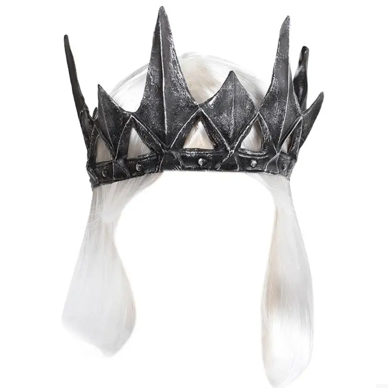 HXBA Vintage Middle Ages Dark Headdress King Cosplay Props for Con LARP Stage Performances Photoshoots