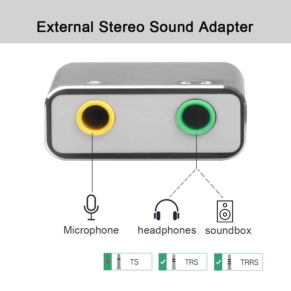 USB Type C External Sound Card Adapter Audio 3.5mm Jack to USB-C for Laptop MacBook pro - Headphone Mic Adapter