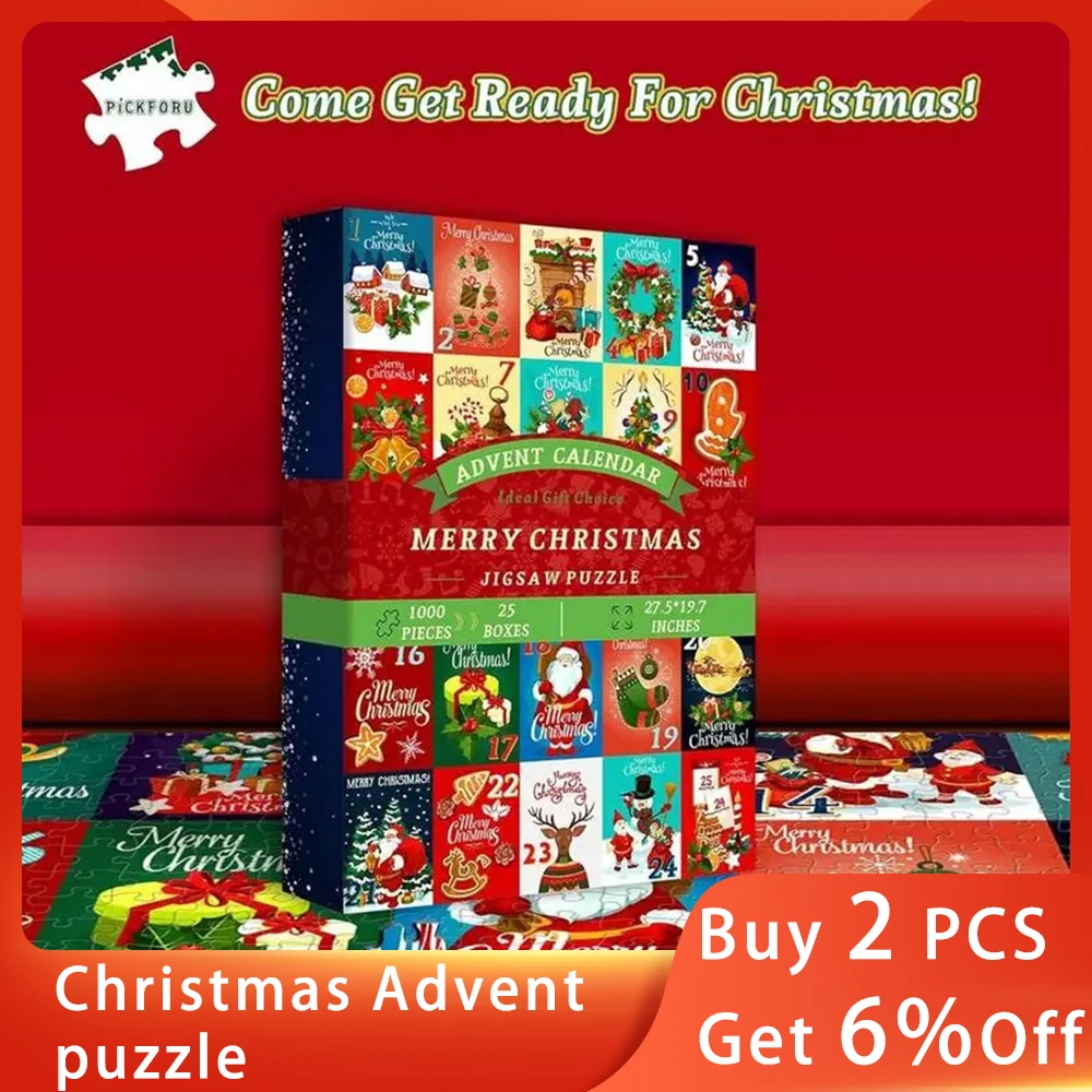 2023 Advent Calendar Jigsaw 1000 Pieces, 24 Boxes Christmas Countdown Jigsaw Christmas Decorations Adult Children Gifts decorate