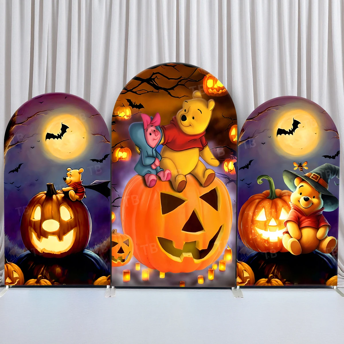 

TB Piglet Winnie Arch Backdrop Cover Cartoon Image Party Festival Pumpkin Halloween Photography Background Decor Elastic Fabric