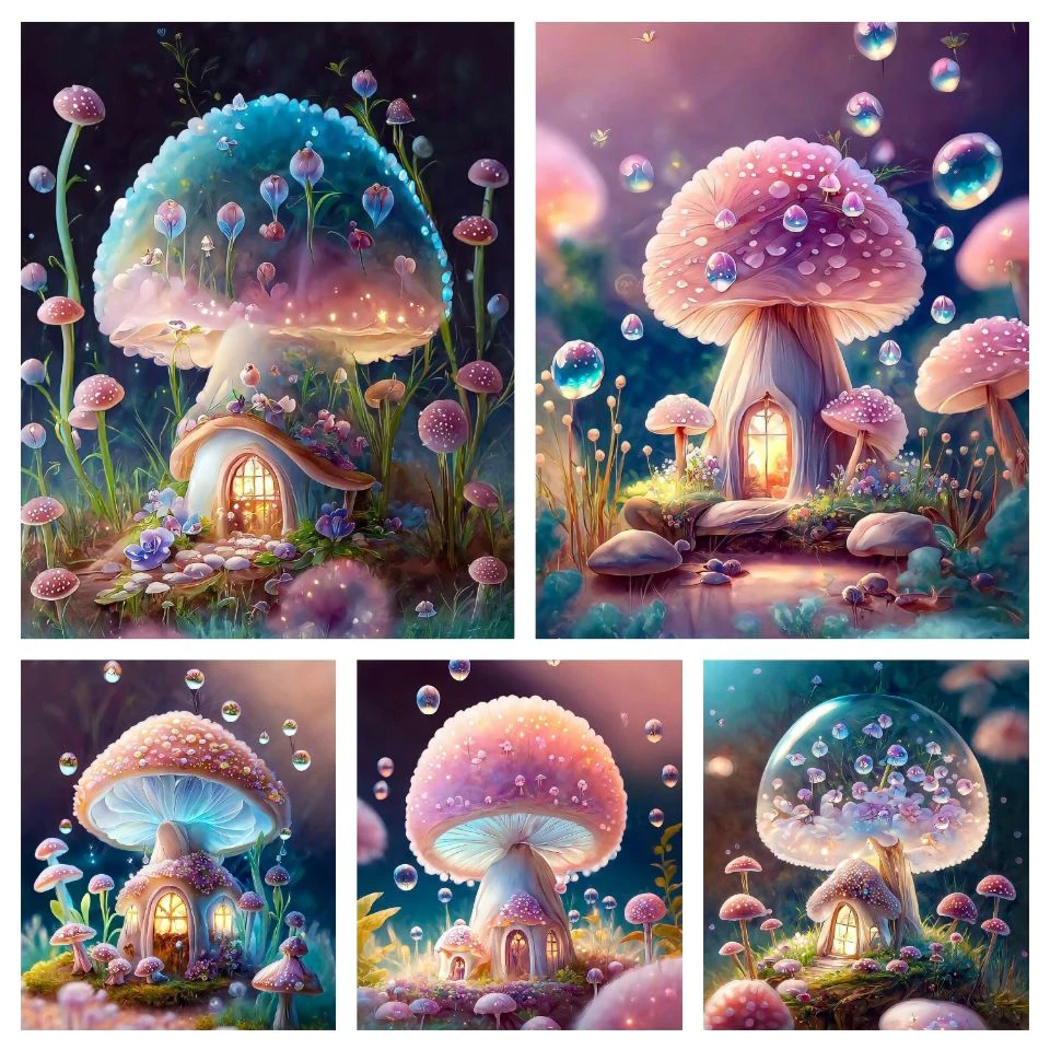 Mushroom House New Arrivals DIY 5D Diamond Painting Fantasy Flower Diamond Embroidery Cross Stitch Full Mosaic Home Decor