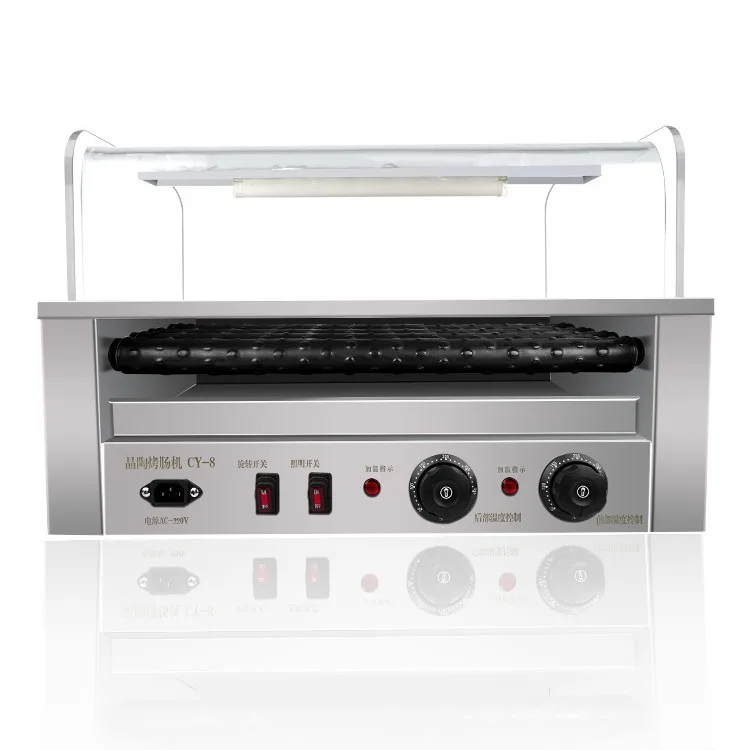 CY-A8 A10 Stainless Steel Desktop Grill Machine Small Electric Ceramic Sausage Grill For Supermarket Automatic Hot Dog Grill New