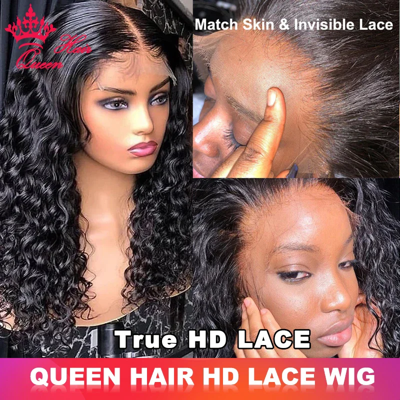 

Queen Hair Deep Wave HD Lace Wigs Human Raw Hair Pre Plucked 13x6 13x4 5x5 HD Invisible Melt Lace Full Frontal Closure Wig