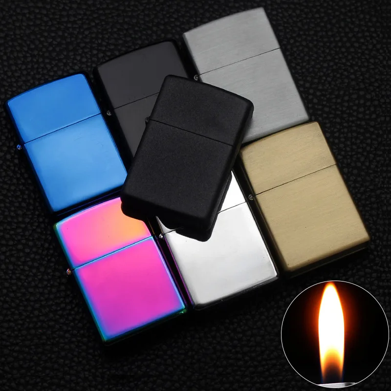 Classic Open flame Retro Grinding Wheel Lighter Metal Iron Shell Windproof Cigarette Lighter Cigarette Accessories Men's Gift