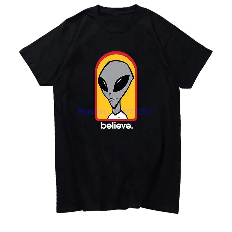 Alien Workshop Believe Speed Way Graphic T Shirts Cotton Short Sleeve T-Shirts Tees Tops Summer O-Neck Mens Print T Shirt