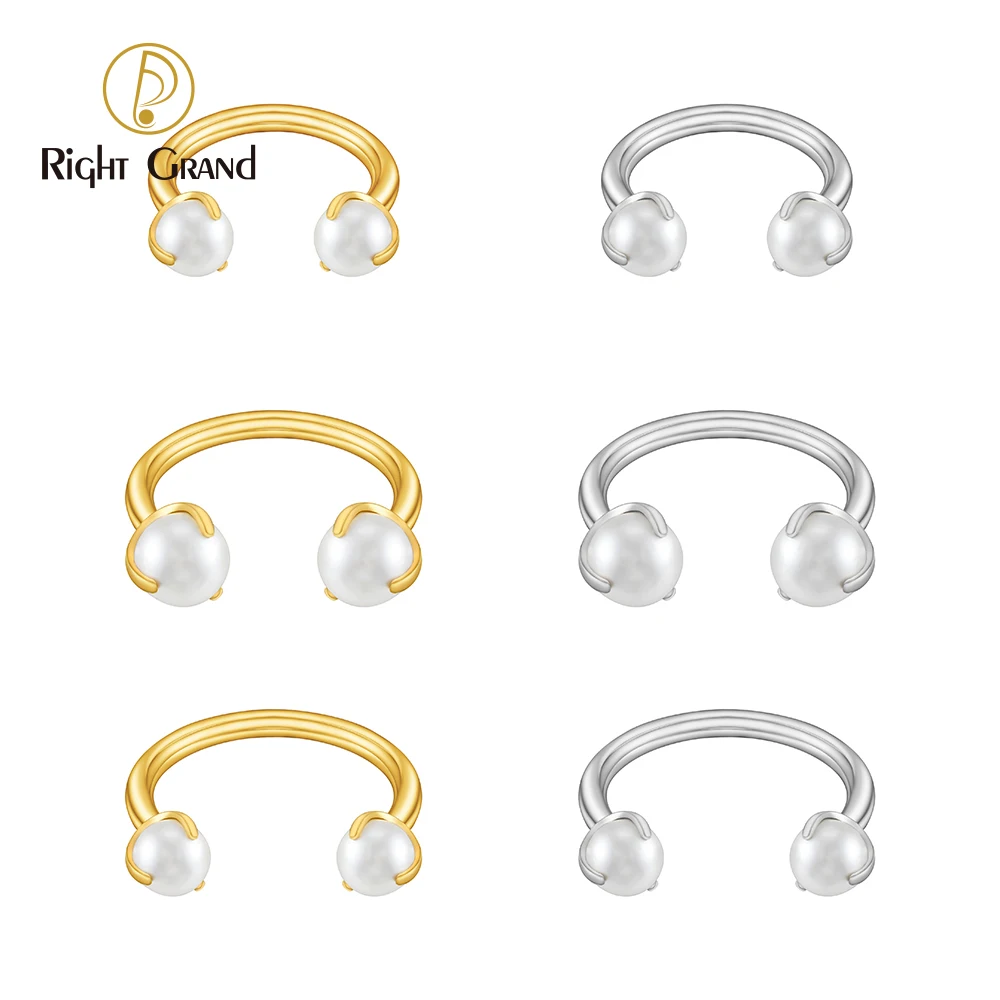 Right Grand ASTM F136 Barra circular de titânio 16G com pérola rosqueada internamente em ferradura, nariz, septo, cartilagem, brinco Daith, piercing de sobrancelha, joias corporais