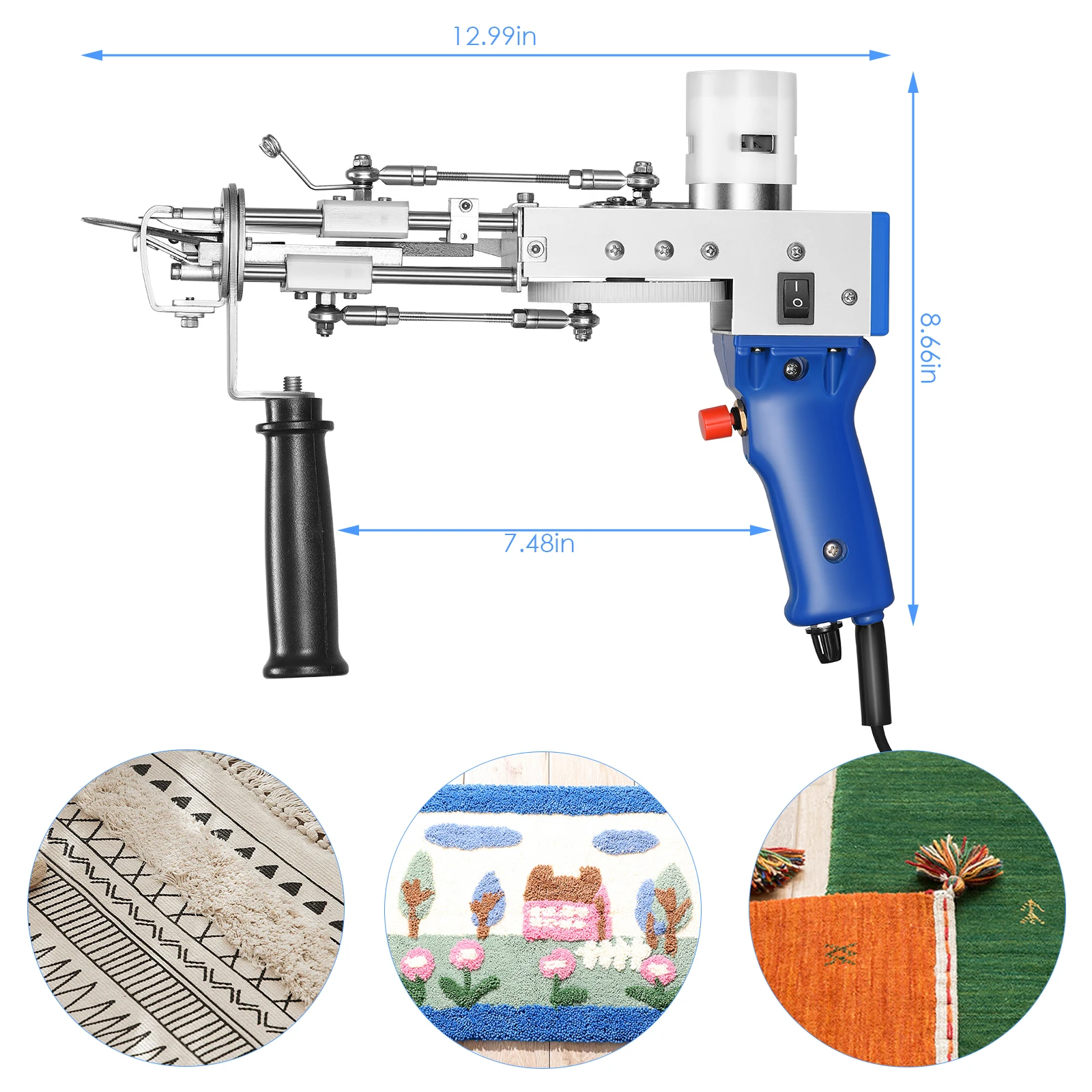 Imagem -03 - Pistola de Acolchoamento de Tapete Elétrico Tapete Tecelagem Máquina de Tricô para Bricolage em Cut Pile e Loop Pile 110v240v