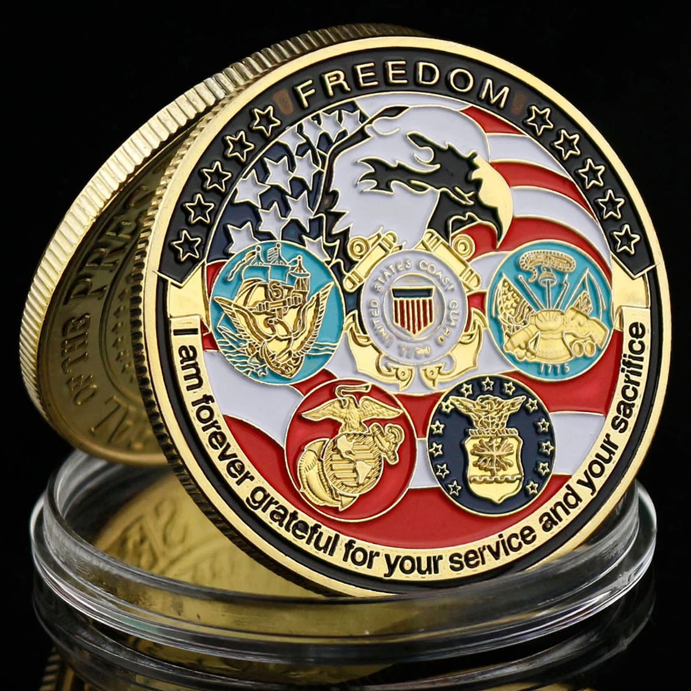 Military Coin Freedom Souvenir Collectible Gift Commemorative Coin Gold Plated Collection Art Great Seal of The US Cold Coin