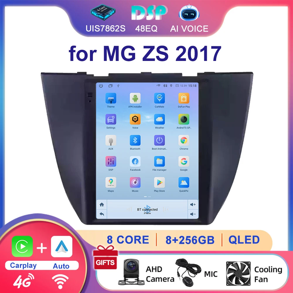 For MG ZS 2017 Wireless Carplay Android Stereo Multimedia GPS Navi Player Auto Head Unit BT RDS USB DVR Split Screen Wifi 4G