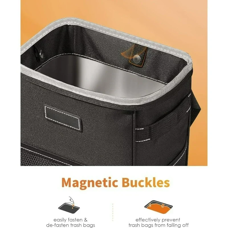 Storage Pockets Organizer Car Trash Can with Lid Auto Rear Seat Garbage Can Large Capacity Vehicle Storage Tool Trash Bin