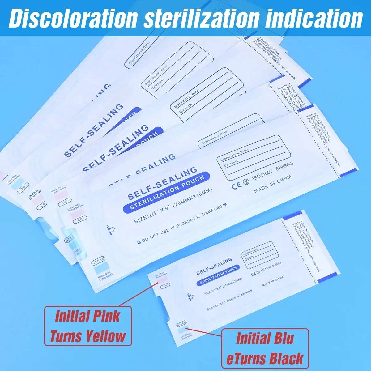 20/50/100PCS Bulk Self Sealing Sterilization Pouch Bag 57MMX130MM Medical Grade Paper For Piercing Tattoo Dental Tool Set