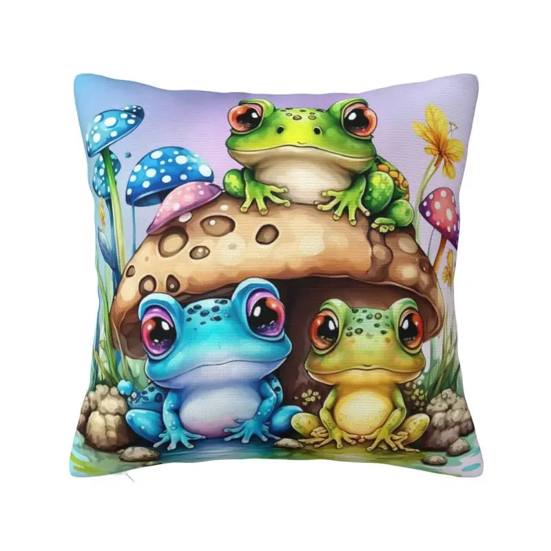 Fashion Cute Frog Cushion Covers 50x50cm Soft Throw Pillow Case for Sofa Square Pillowcase Bedroom Decoration